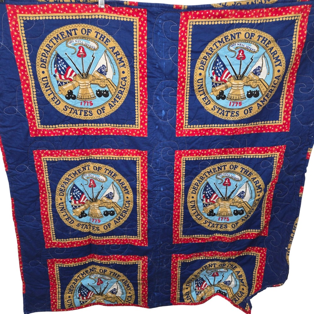 US Army Department of the Army Quilted Lap Throw Blanket Patriotic Military